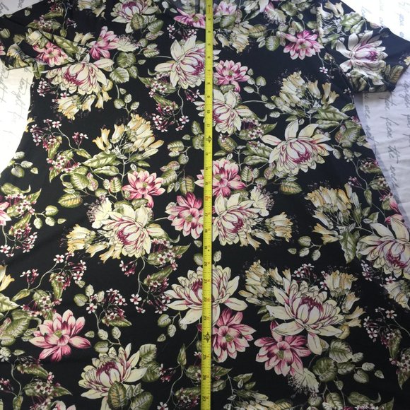 Ladies Polyester Black Floral Print Top Large - Picture 6 of 9